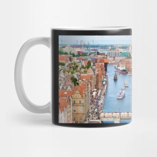 Old buildings in downtown by Motlawa river, Gdansk Mug